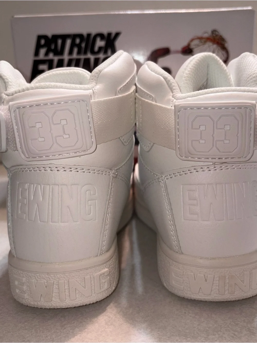 Patrick Ewing Kids All-White Basketball Sneakers